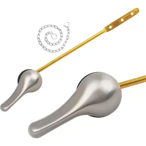 Toilet Handle Replacement Kit - Universal Flush Handle with Stainless Steel Flapper Chain and Brushed Nickel Lever