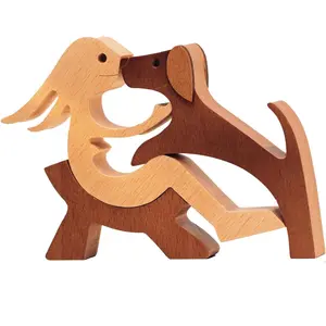 Wooden Pet Carvings, Home Decor Sculpture, Handmade Wooden Woman and Dog Figurines, Birthday Gifts for Dog Lovers, Dog Human Statue, Home Office Decor