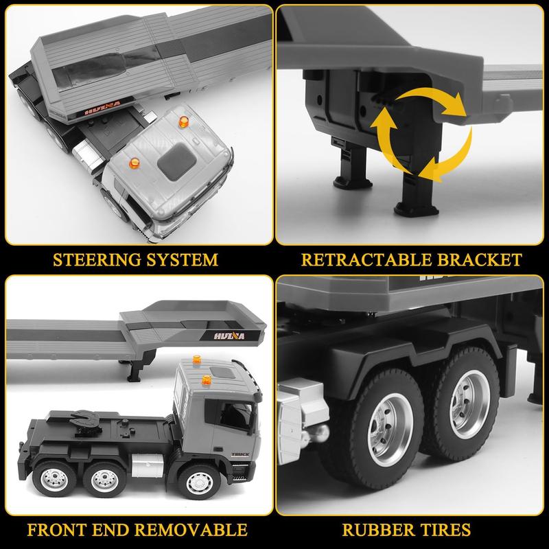 Remote Control Semi Truck & Excavator Set, 2.4Ghz Remote Control Toys, Semi-Trailer Engineering Tractor With Sound and Lights, Construction Vehicles for Boys