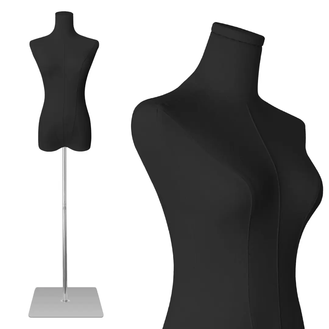 SHAREWIN Retail Female Dress Form Mannequin Torso, Stable Gold Metal Adjustable Stand Thin Body, Clothing Store Window Counter Display Mannequin for Dresses Skirts Pants