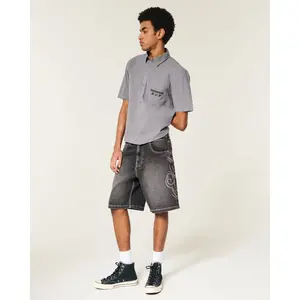 Hollister Baggy Cybersigilism Graphic Jean Shorts