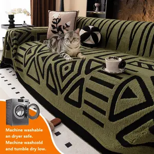 1pc Soft Plush Sofa Cover, Wave Pattern, Pet-Friendly, All-Season Use, Thickened Fabric, Home Decor Blanket, Sofa Couch Covers