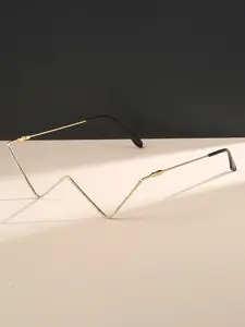 Women's W Shape Metal Rhinestone Eyeg Frame, Fashion Luxurious Elegant Sexy Triangle Glasses, Cat Eye Half Rim, Fashion Eyeglasses