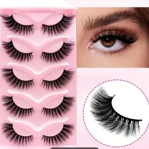 5 Pairs Natural False Eyelashes 3D Faux Mink Lashes for Beautiful Cat Eye Makeup - Cosmetic, Lash Extensions Eyelash Extension Eyelash Extensions Fluffy Realistic Eyelashes Extensions