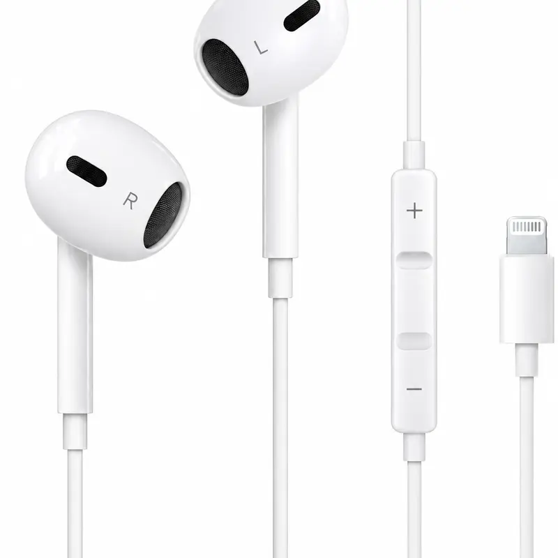 Lightning Wired Earbuds for Phone 1 Pack Wired Earphones with Mic & Volume Control Noise Cancelling Headphones for Phone 14/13/12/11/SE/XR/XS/X/8/7, Audio, Plug, Cord