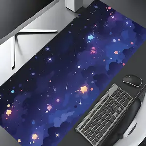 Fantasy Night Sky Starry Large Gaming Mouse Pad,Aesthetic Desktop Drotection Pad,Washable Rubber Pad Non-Slip Lock Edge Multi-Size Mouse Pad Suitable For Home Office,Desk Accessories,Good Gift for Family and Friends