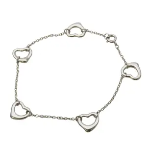Pre-owned Tiffany & Co. Sterling Silver 925 (Ag925) Small Leather Goods Tiffany&Co. Open Heart Silver925 Bracelet