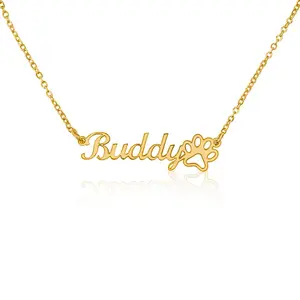 Pet Paw Print Name Jewelry Necklace - Customized with up to 10 Characters personalized  jewelry name  plate