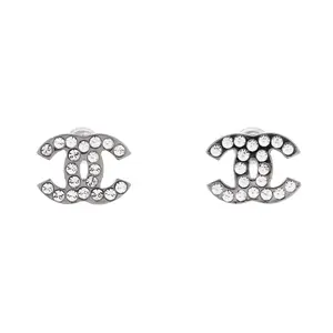 Pre-owned Chanel CC Stud Earrings Metal with Crystals by Rebag