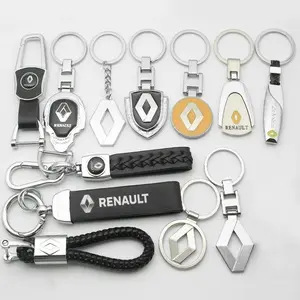 1Pcs 3D Metal Leather Car Logo Key Chain Car Styling Keyring Keychain For Renault Megane 2 3 Koleos Duster Clios 4 Logan Kangoo Captur Twingo Kadjar Accessories