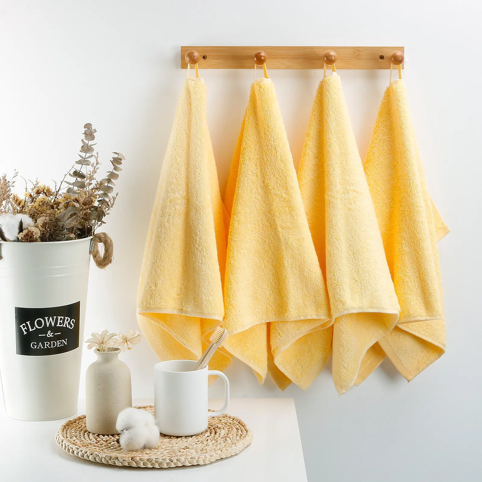 SEMAXE 4-Pack Cotton Hand Towels for Bathroom with Hanging Loops | Sink-side towels for drying hands and face, ideal for bathrooms, guest baths, powder rooms, OEKO-TEX certified, easy care