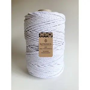 4mm 3 Ply Macrame Cord 3 Strand Twisted Cotton Craft Rope - White Fiber Art String