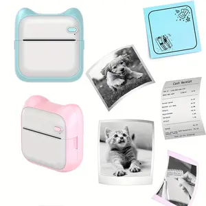 Portable Inkless Photo Printer for Phone - Instant Monochrome Thermal Sticker Maker, Pink & White Design, Wireless Connectivity, Rechargeable Battery, Perfect Gift for Christmas, Birthday, Halloween, Portable Label Printer