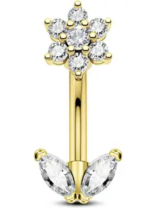 16G Cute Flower Curved Screw Stud Piercing Jewelry, Unique Floral Design Unisex Body Accessory for Eyebrows, Belly Button, Daith Earrings, Unique Snake Eye Decorations