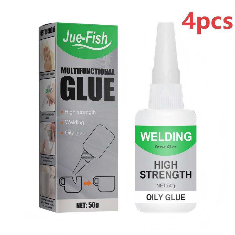 4PCS Multifunctional adhesive glue, specially formulated for wood, glass, and ceramics; transparent, fast-drying, waterproof, and all-purpose.