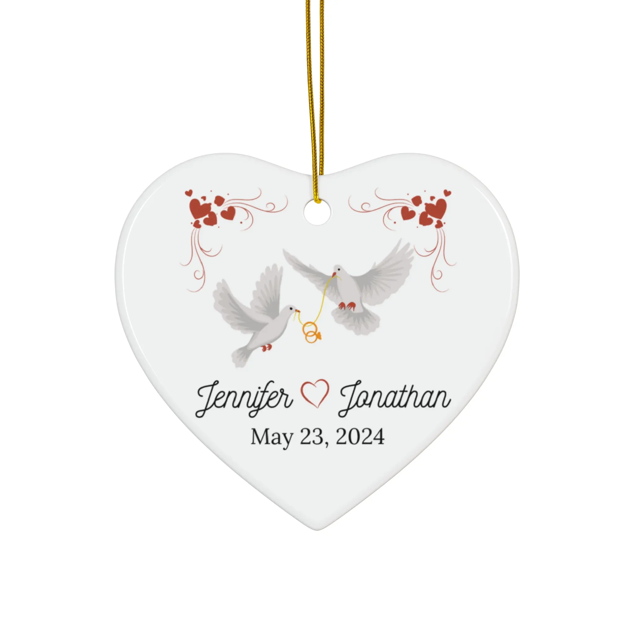 Personalized Wedding Anniversary Gift for Couple - Custom Wedding Ornament - Anniversary Date Gift - Custom Ornament for Bride and Groom