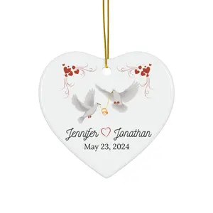 Personalized Wedding Anniversary Gift for Couple - Custom Wedding Ornament - Anniversary Date Gift - Custom Ornament for Bride and Groom