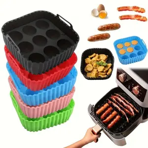 2pcs Silicone Air Fryer Liners & Muffin Pan, Reusable Non-Stick Baking Trays, Easy Release Clean, Dishwasher Safe, Perfect for Valentine's Day