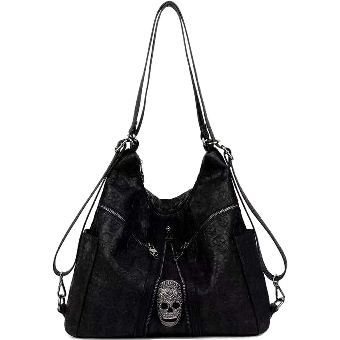 Skull Handbags Women Tote Bags Skull Print Leather  Crossbody Bag Studded Satchel Purse Gothic Backpack