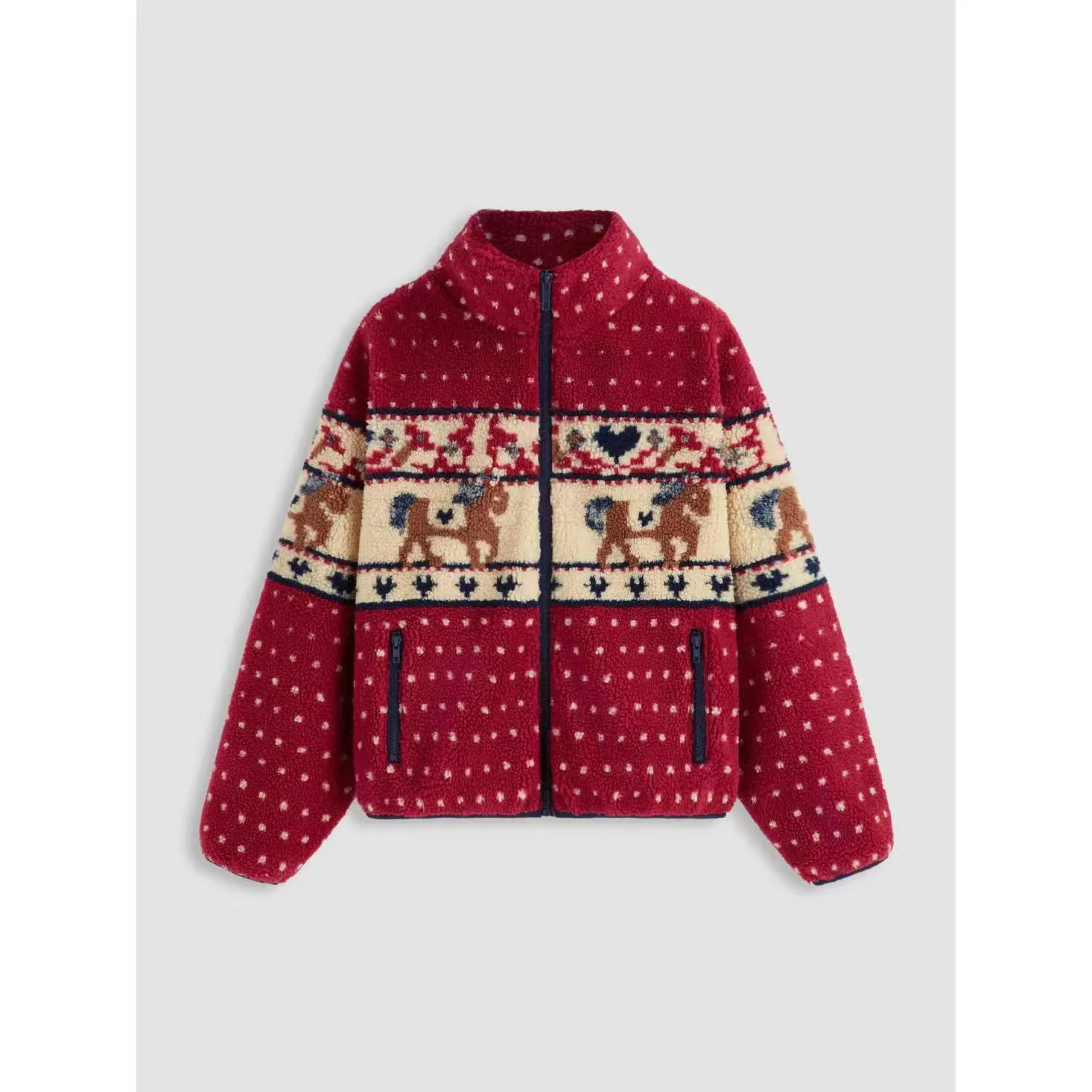 Christmas Coat,Stand Collar Sherpa Fleece Jackets For Women Warm Winter Long Sleeve Zip Up Festival Party Loose Christmas Coats,Christmas Fleece Long Sleeve Pocket Coat
