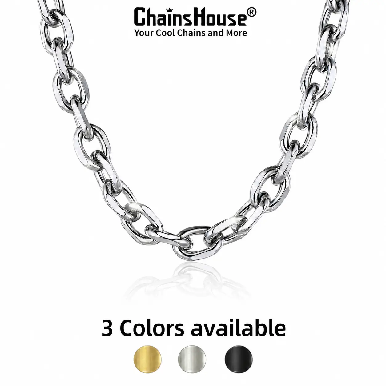 ChainsHouse Summer Vibe Layering Rolo Chain Necklace, 18K Gold-Plated Stainless Steel Necklaces for Women & Men, Streetwear Jewelry for Everyday Wear, Party