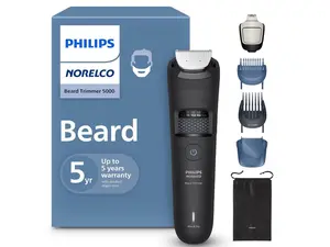 Philips Norelco Beard Trimmer 5000 Series, 100% Waterproof Beard Styler, Precision Dial with 40 Lock-in Trimming Settings, Self-sharpening Metal Blades & Beard Hair Mess Collector, BT5775/40