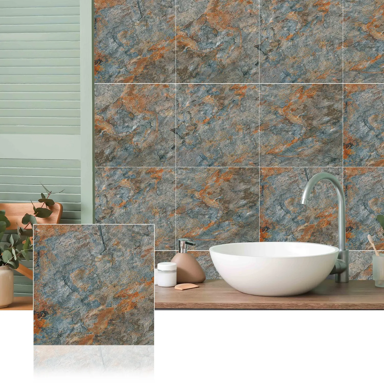 4pcs/10pcs Thickened Faux Marble Pattern Floor Stickers, Easy to Apply and Waterproof, Suitable for Kitchen, Bathroom, and Living Room Floor Decoration, 11.81 inches X 11.81 inches