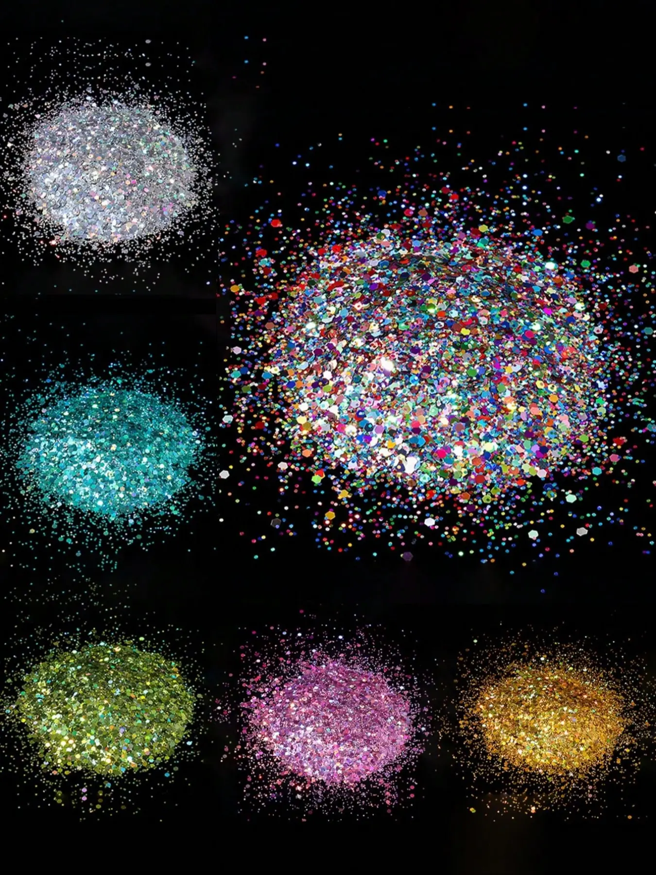 50g/Bag Holographic Hexagonal Block Shaped Epoxy Resin Filling Sheet Glitter Shiny For Diy Epoxy Resin Nail Art Filling Mixed Resin Filling Powder for Craft Decoration Shimmer Glitter Package