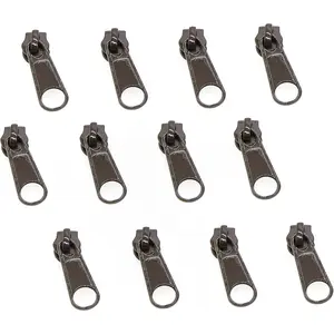 50 count #5 Brown Pulls for Nylon Coil Zippers Metal Zipper Sliders for Jacket Luggage Purses Bags Bulk(Brown) Metal Slider for Zipper