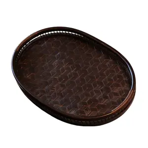 Bamboo Tea Tray, Fruit Dish, Serving Platter, Coffee Plate, Snack Tray, Lightweight Durable, Natural Bamboo, Suitable for Home Travel Daily Use