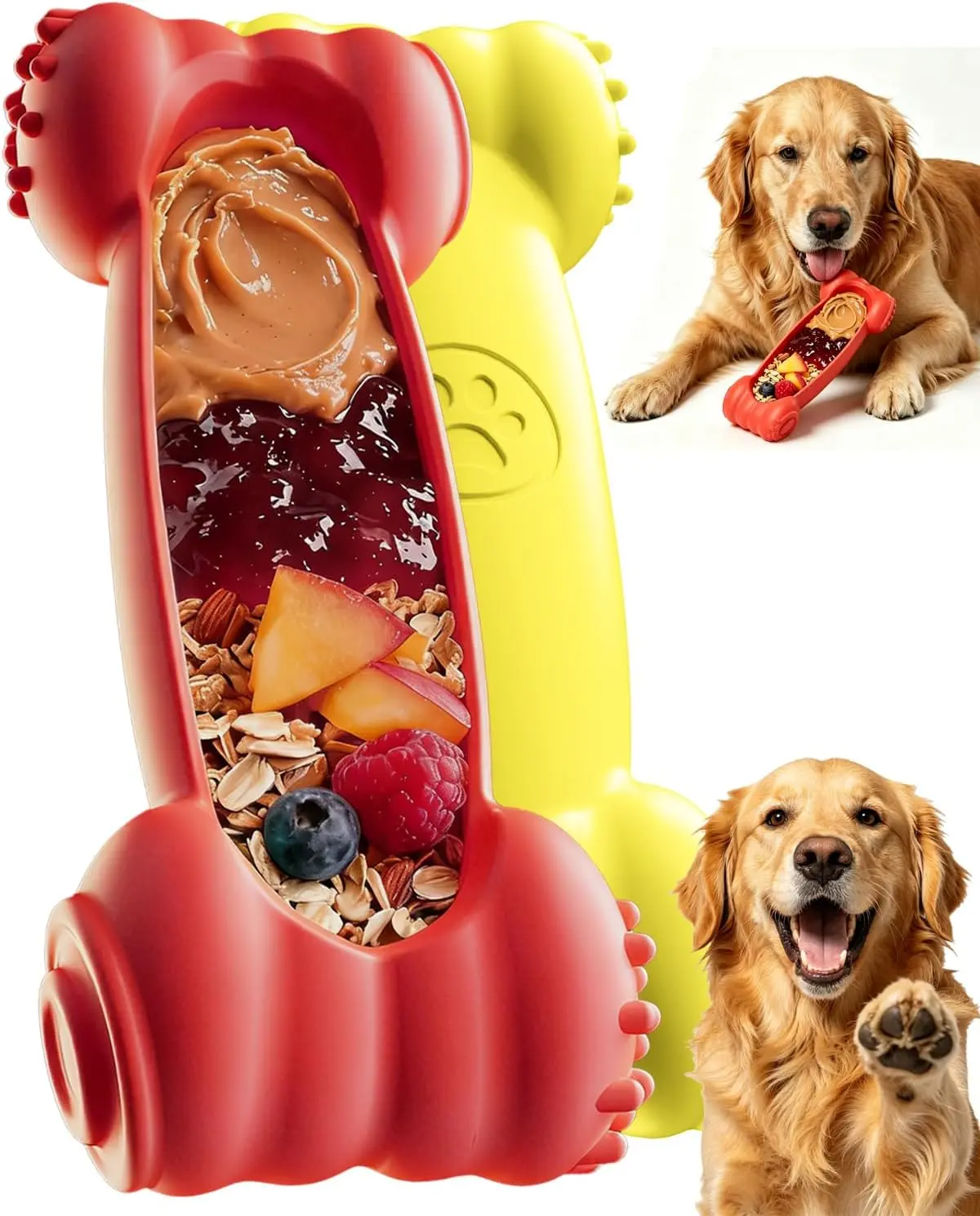 2-Pack Dog Toys Freeze Lick Bones Indestructible Dog Toys for Aggressive Chewers, Freezeable Slow Feeder for Teething Dental Care Toy Relief to Small/Medium Breeds Dog Bone Keep BusyGift..
