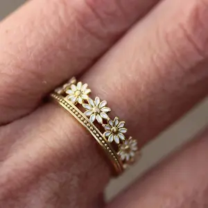 Lace ring stackable flower opening adjustable index finger ring female jewelry fashion accessories