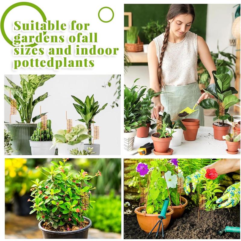 NACHLYNN 6-Pack Electroculture Plant Stakes – Soft Copper Wire & Raw Wood Garden Stakes, Clockwise-Wound (Ideal for Northern Hemisphere), with Connectors & Replacement Wooden Sticks, Beginner-Friendly for Thriving Plants/Vegetables