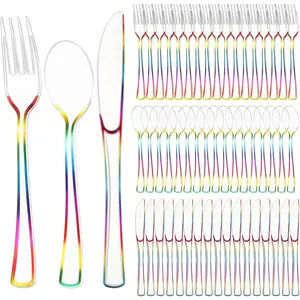 150 Pcs Silverware, Clear Disposable Cutlery Set Duty Utensil Sets 50 50 50 for Birthday Home Office School Picnics Restaurant Events
