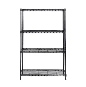 Style Selections 35.7-in W x 14-in D x 53-in H 4 -Tier Black Metal Wire Utility Shelving Unit