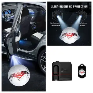 4-piece universal car door projection lights, Batman logo LED car welcome lights for the full moon night, no-drilling waterproof courtesy lights, stick-and-use, non-damaging installation