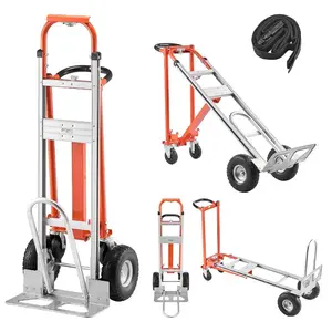 VEVOR Folding Hand Truck and Dolly, 275 Lbs Capacity, Aluminum Foldable Cart, Heavy - Duty Luggage Trolley Cart with Telescoping Handle and PP+TPR Wheels for Home, Office, Shopping, TravelVEVOR Super Brand Day
