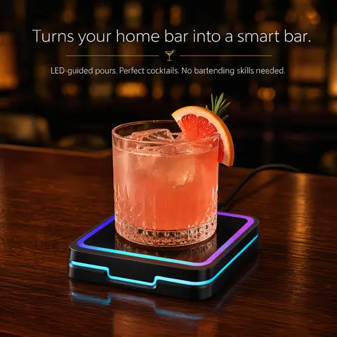 Kavaz Smart Coaster – Smart Cocktail & Mocktail Maker for Home Bars with Step-by-Step Pour Guidance, No Guesswork & Effortless Drink Mixing