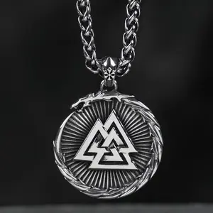 GTHIC Viking Valknut Stainless Steel Norse Dragon Pendant Fashion Accessories for Daily Wear