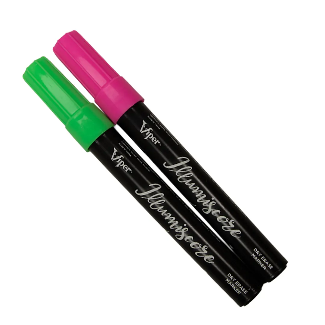 Viper Illumiscore Neon Dry Erase Markers – 2-Pack (Green & Pink)