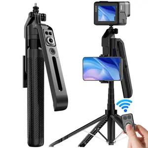 Extendable Cell Phone Tripod Stand, Handheld Selfie Stick with Wireless Remote & Phone Holder, Phone Accessories for iPhone Android Phone, Camera