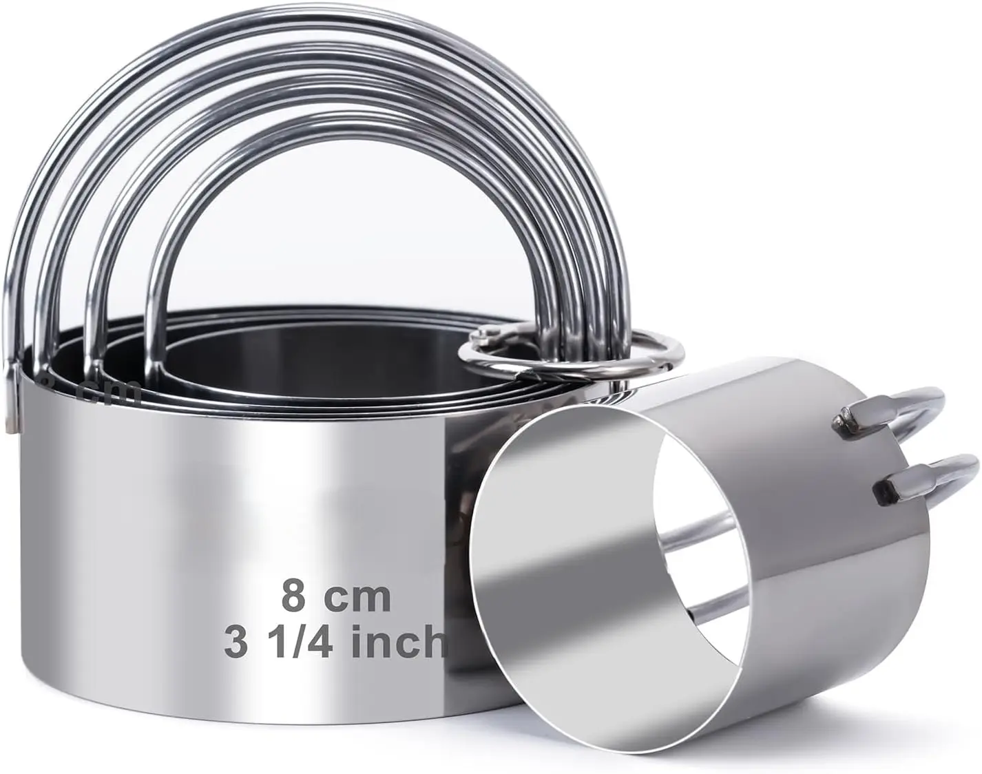 Biscuit Cutter Set Round Cookie Cutters with Handle 5 Pieces Stainless Steel Circle Professional Baking Dough Tools for Cake