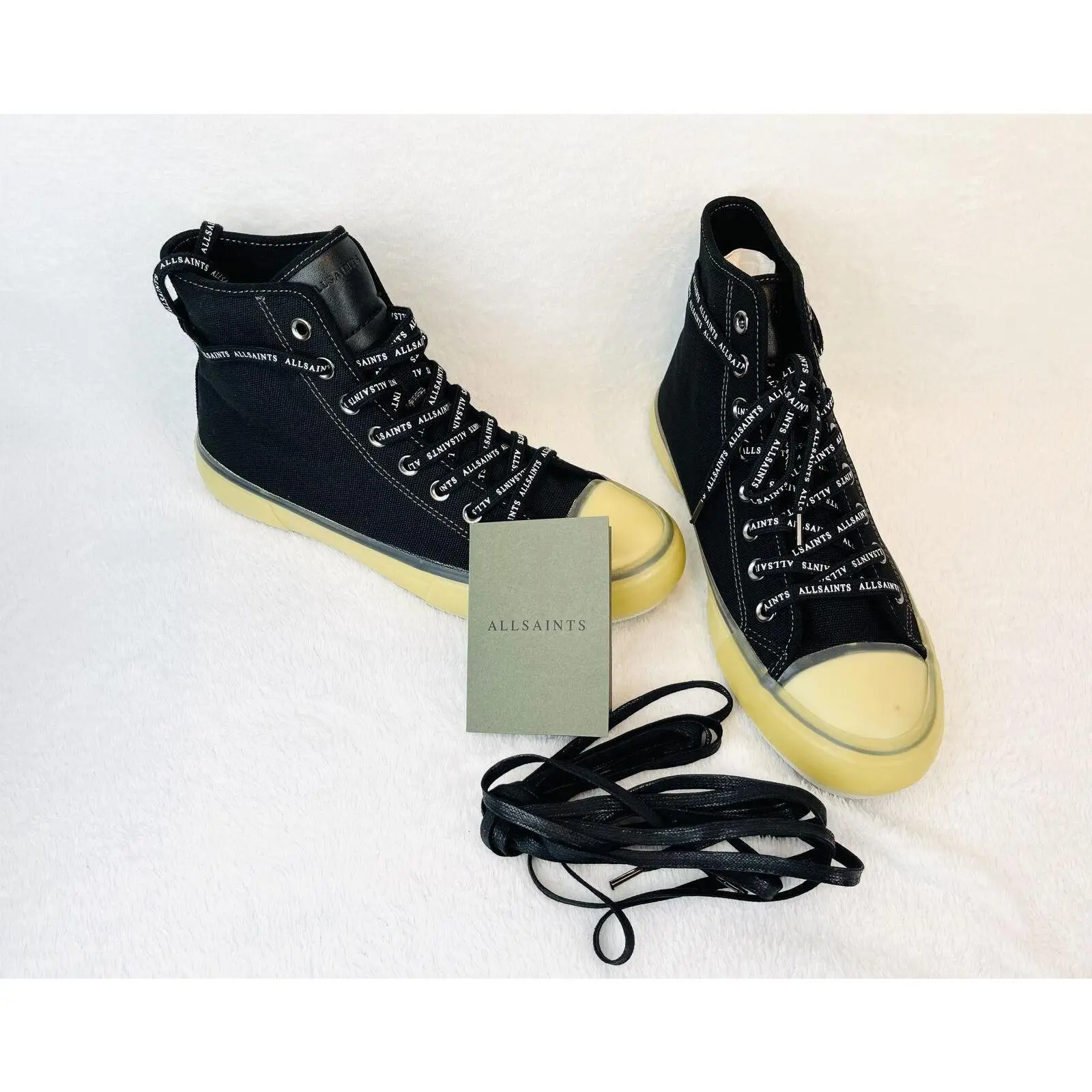 All Saints Jaxon High Top Canvas Sneaker Shoes Mens Size US 8 M (EUR 41) Black