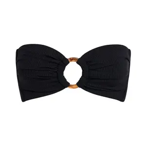 Black Rib Tori Bandeau Bikini Top