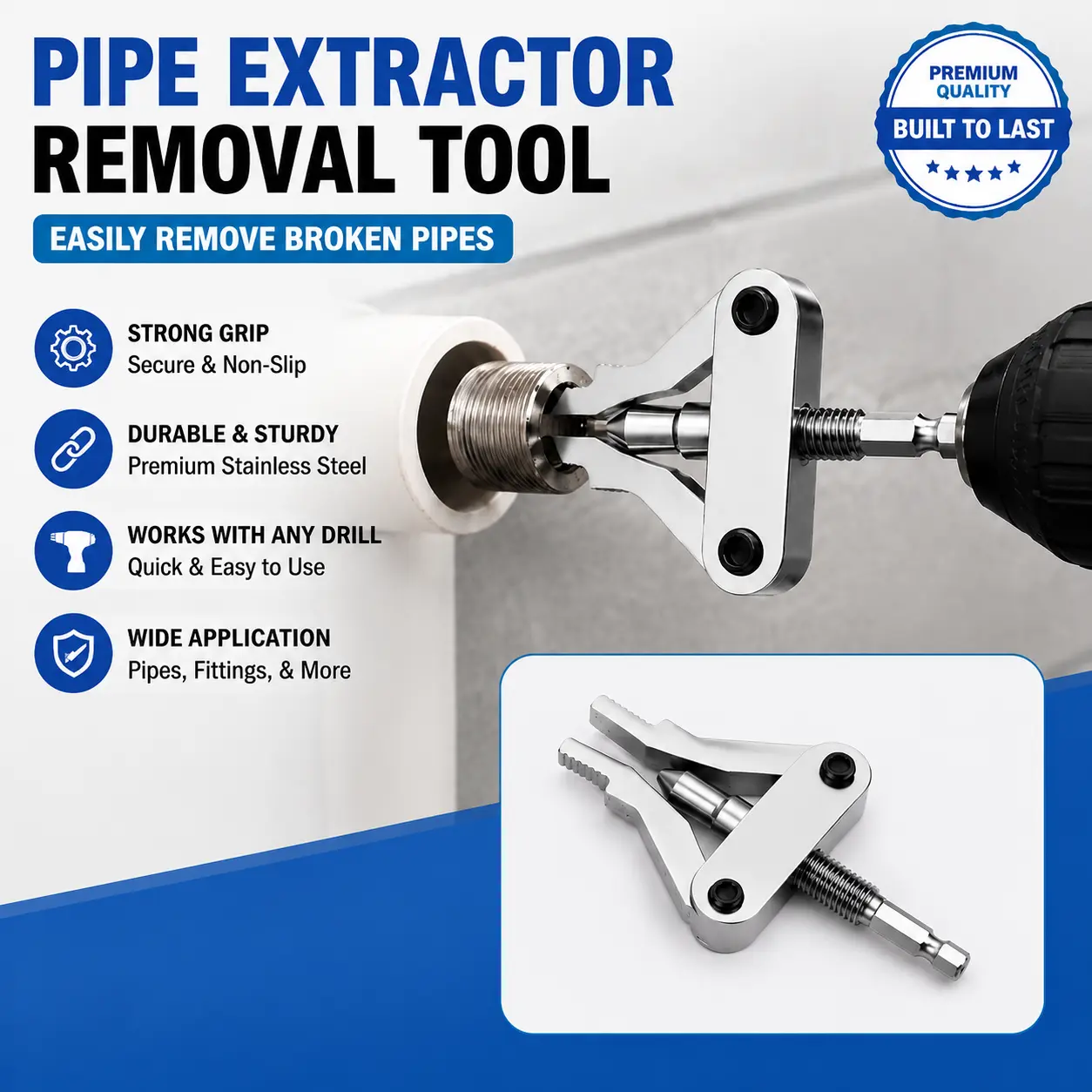 Broken Pipe Nipple Extractor Set, Damaged Thread Pipe Remover Tool for Rusty Faucets, Water Pipes & Household Plumbing Repair