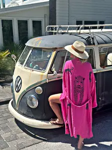 Pink Leopard Summer Kaftan Robe for Women