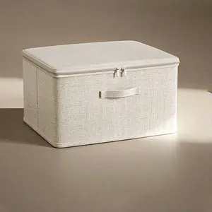 Large Capacity Cotton Linen Storage Box, Home Wardrobe Organizer, Clothes Blanket Sorting Container, Essential Household Item