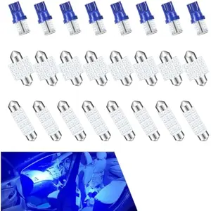 24 PCS Car LED Light Bulb Kit, T10 Festoon Interior Lights, 31mm/42mm Interior LED Dome Lights,Suitable for Bulbs for Car Dome Lantern, Map Door Indicator Replacement (Blue)