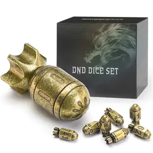 DND Metal Dice Set with Spinning Missile Container, Cool Bullet Dice Polyhedral Dice for Dungeons n Dragons, RPGs DnD Gifts