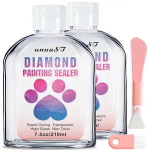 Diamond Painting Sealer Kit 15OZ with Brushes, Diamond Art Sealer Clear Finish, Diamond Art Glue Sealer, Diamond Painting Glue Sealer to Puzzles for Adults (420ML)